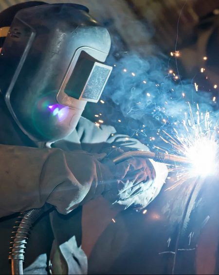 Semi-automatic Welding With Sparks And Smoke